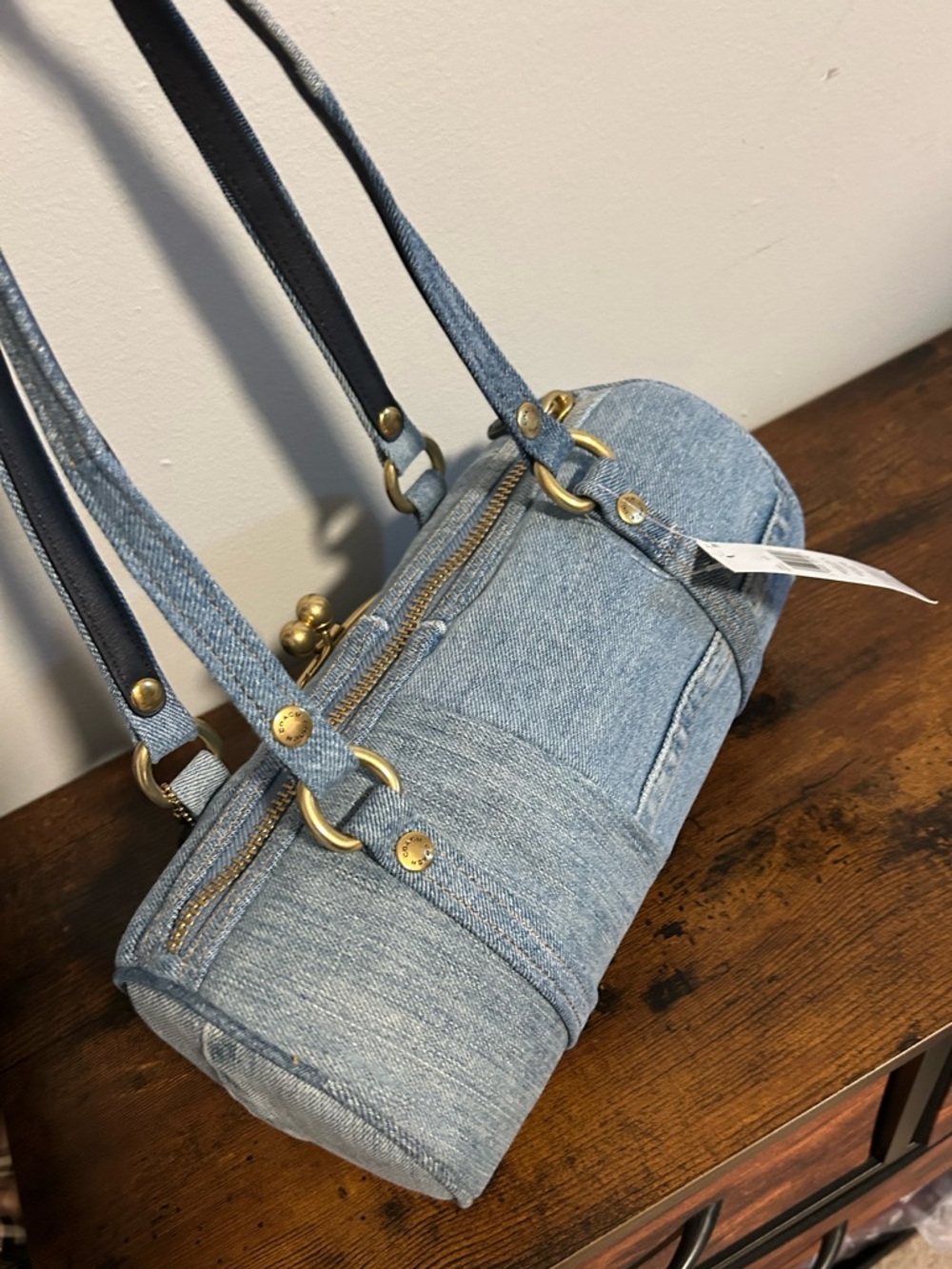 Coach Denim Kisslock Barrel Bag 28 - Picture 3 of 14